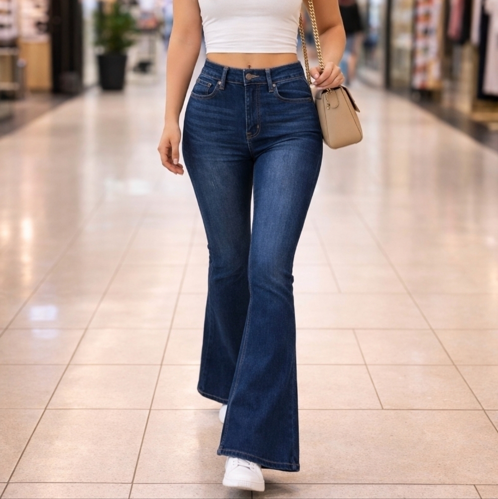 Special One Los Angeles High Waist Dark Blue Flare Jeans Size 9 New